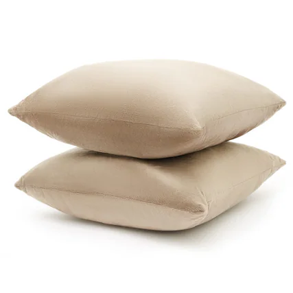 Front. Cheer Collection - Velour Accent Throw Pillow, 26 in x 26 in, Set of 2 - Taupe.