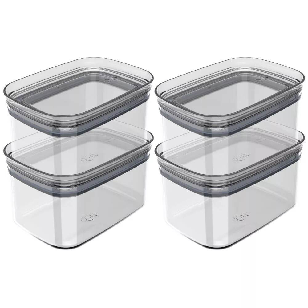 Alt View 6. OU - OU Airtight Food Storage Container 8pc (set of 4) Leak Proof Lid Plastic Storage Container - Clear.
