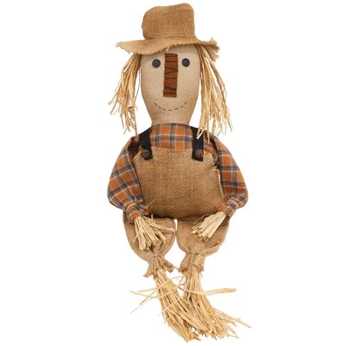 Front. BreeBe - Burlap & Orange Plaid Stuffed Scarecrow - Multicolor.