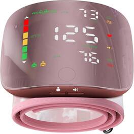 RTMB - Wrist Blood Pressure Monitor, Curved Screen, Rechargeable, 5.31–9.25" Cuff - Pink