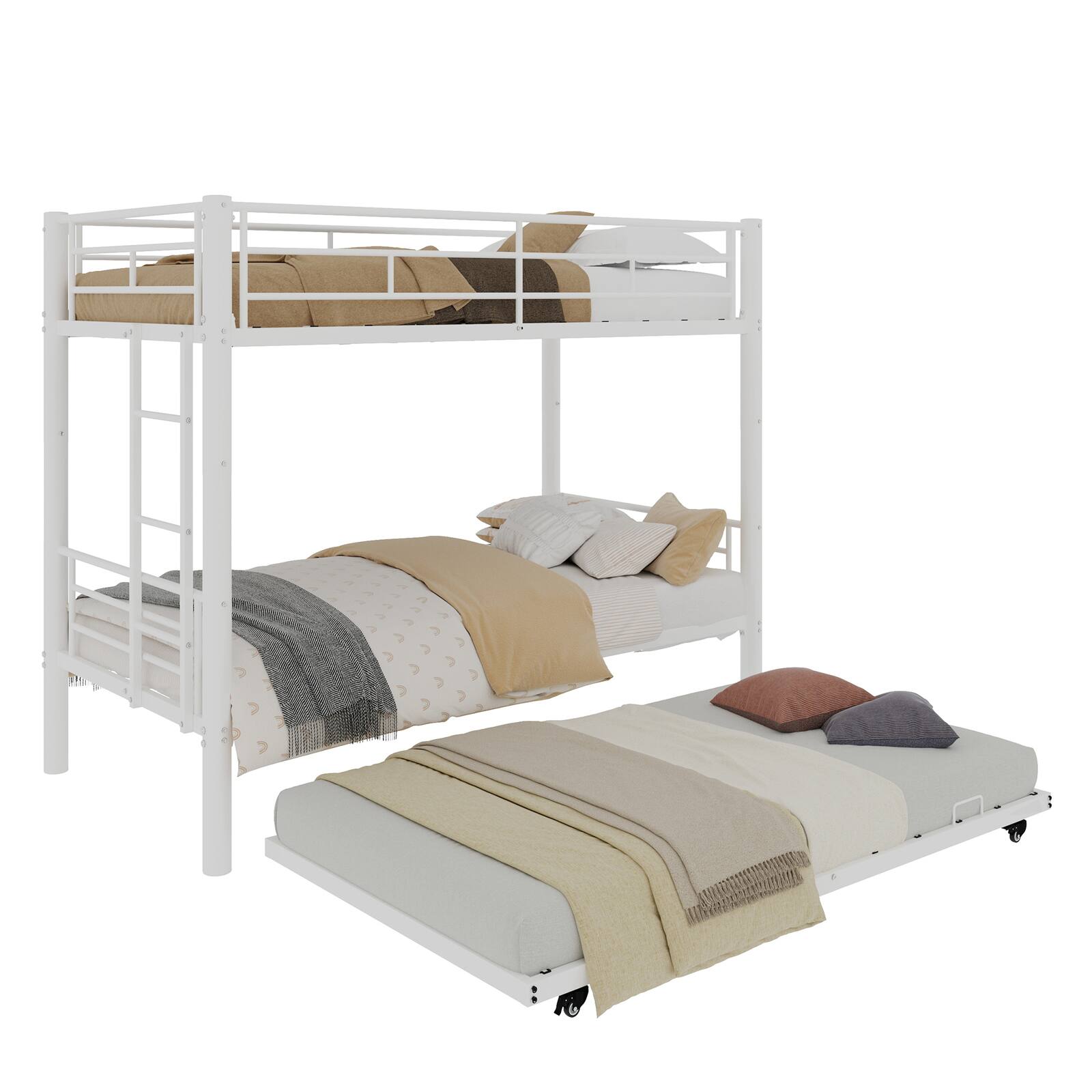 Alt View 10. Loheer - Loheer White Metal Triple Bunk Bed Twin Over Twin Over Twin Separable Space Saving Iron Frame - White.