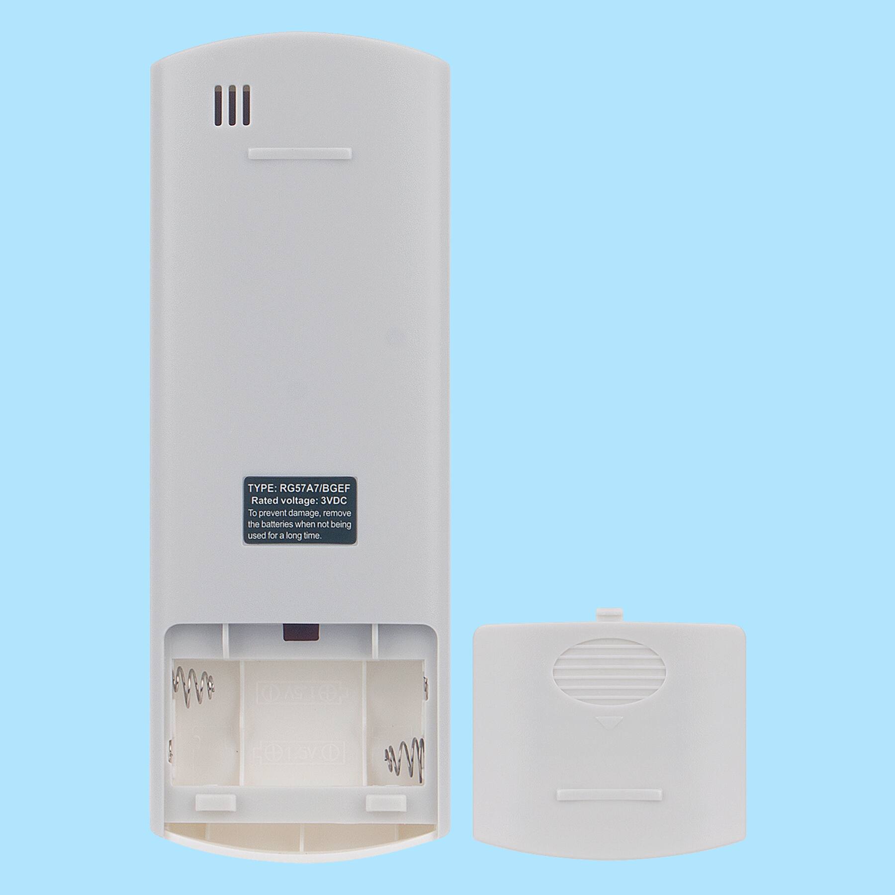 TYPE: RG57A7/BGEF  
Rated voltage: 3VDC  
To prevent damage, remove the batteries when not being used for a long time.