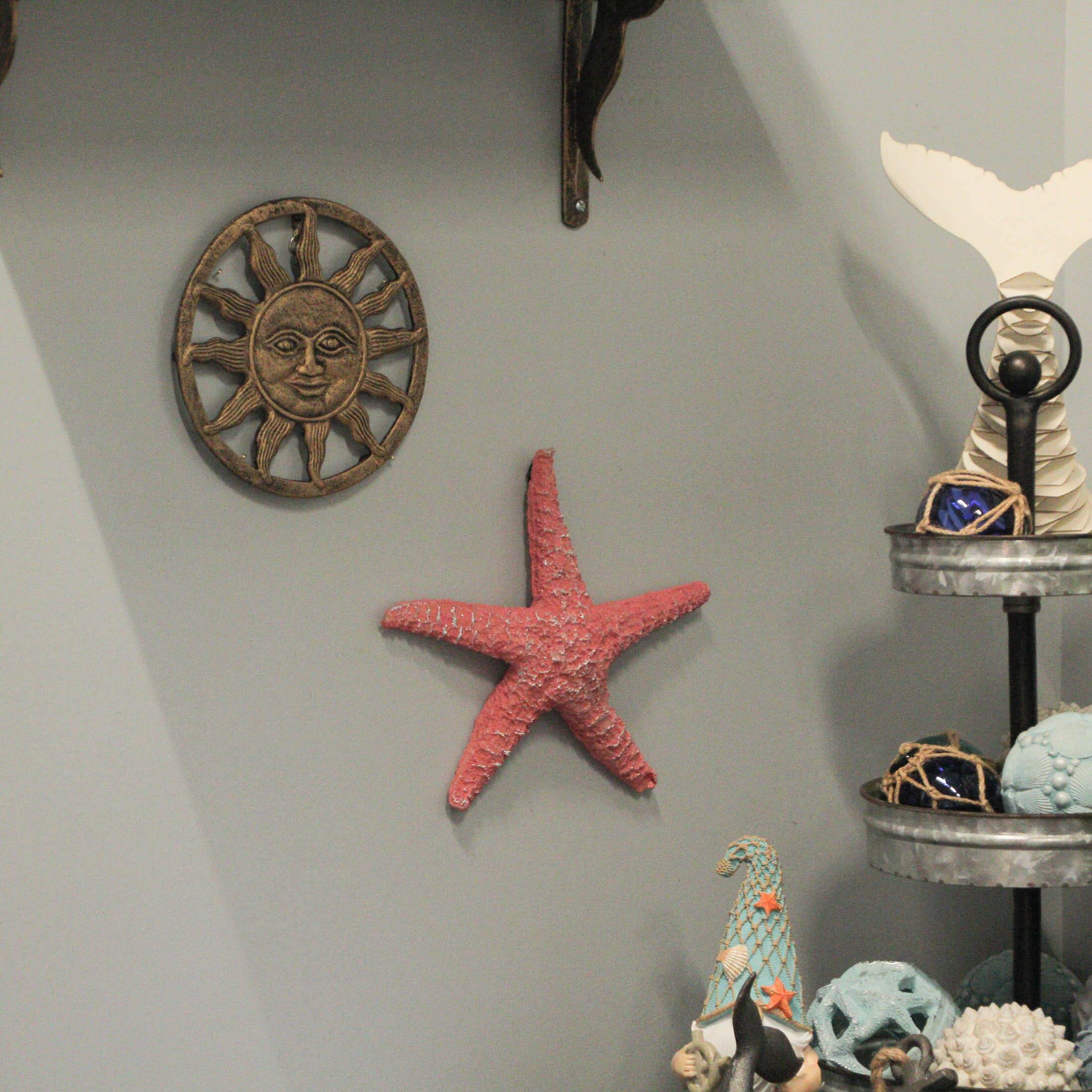 Alt View 5. Zeckos - Cast Iron Sun Face Trivet – Distressed Gold Finish, Heat-Resistant Kitchen Decor - Gold.