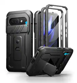 dexnor - Full-Body Case for Pixel 9a with Camera Cover & 2Front Frames & Built-in Screen Protector & Kickstand - Black