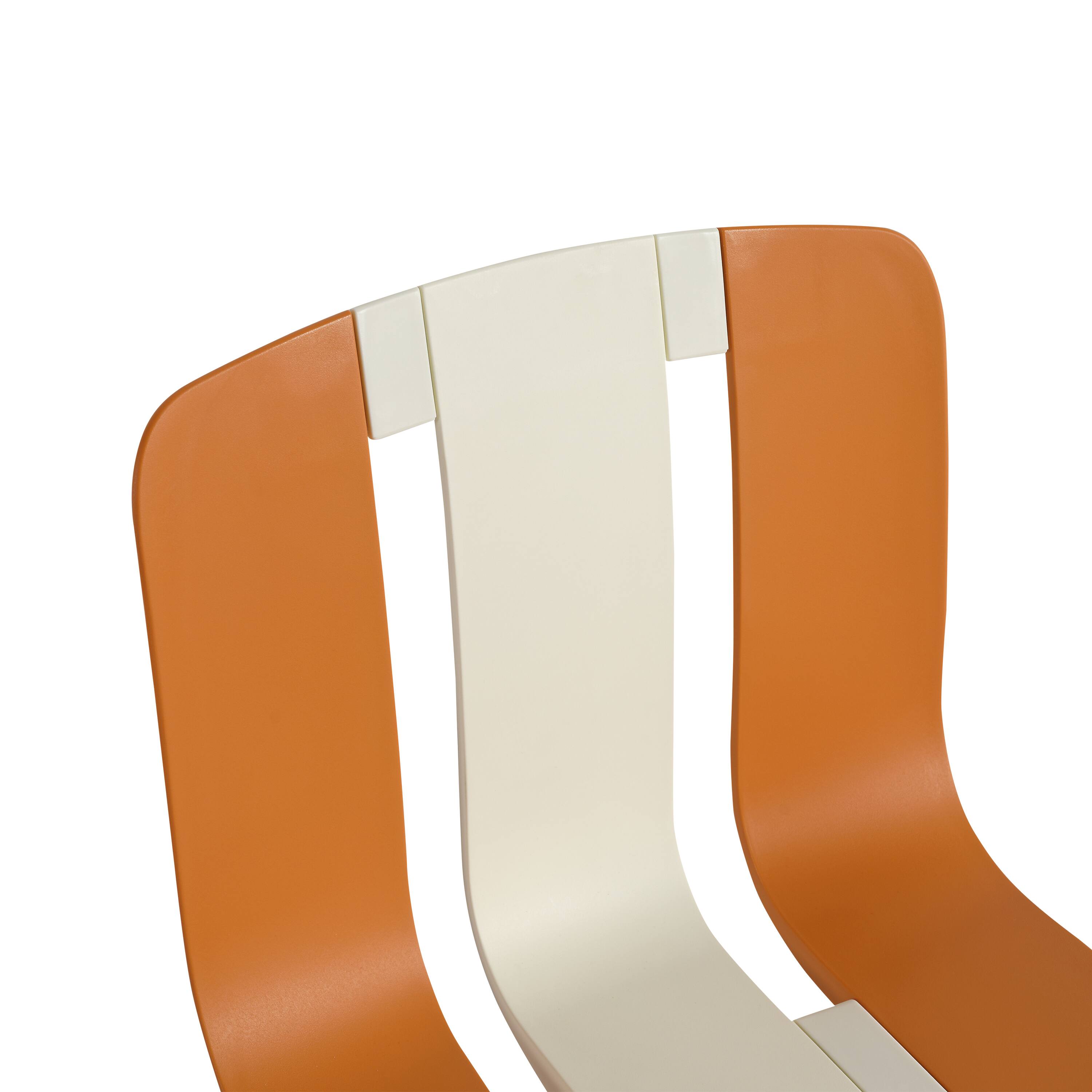 Alt View 5. Mondawe - 4-Pack Modern Striped Color Block Chairs – PP Plastic Seat & Sturdy Metal Legs - Orange,White.