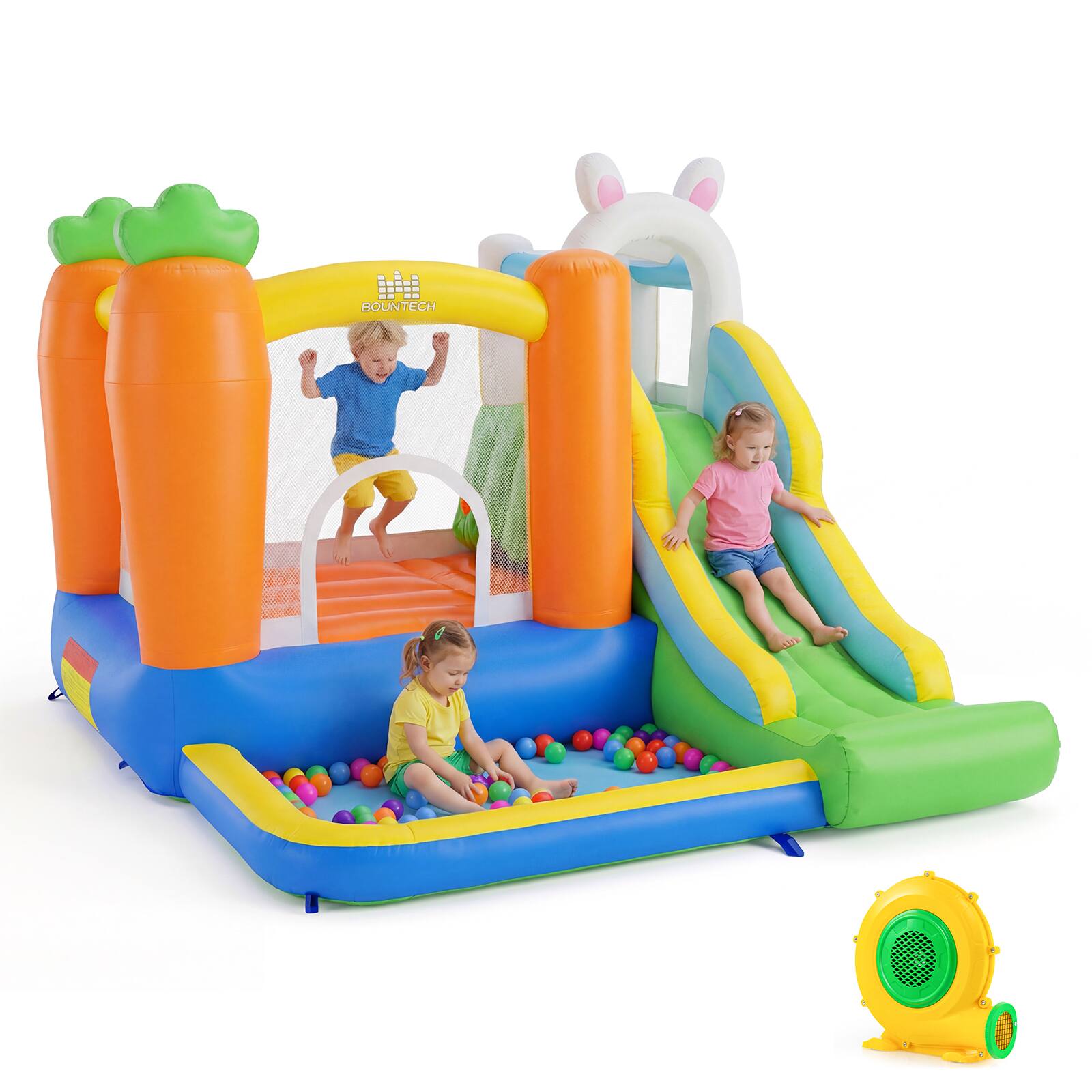 Alt View 6. Costway - Costway Inflatable Bounce House, Blow Up Water Slide with Ball Pit & Basketball Hoop (With 370W Blower) - Multi-Color.