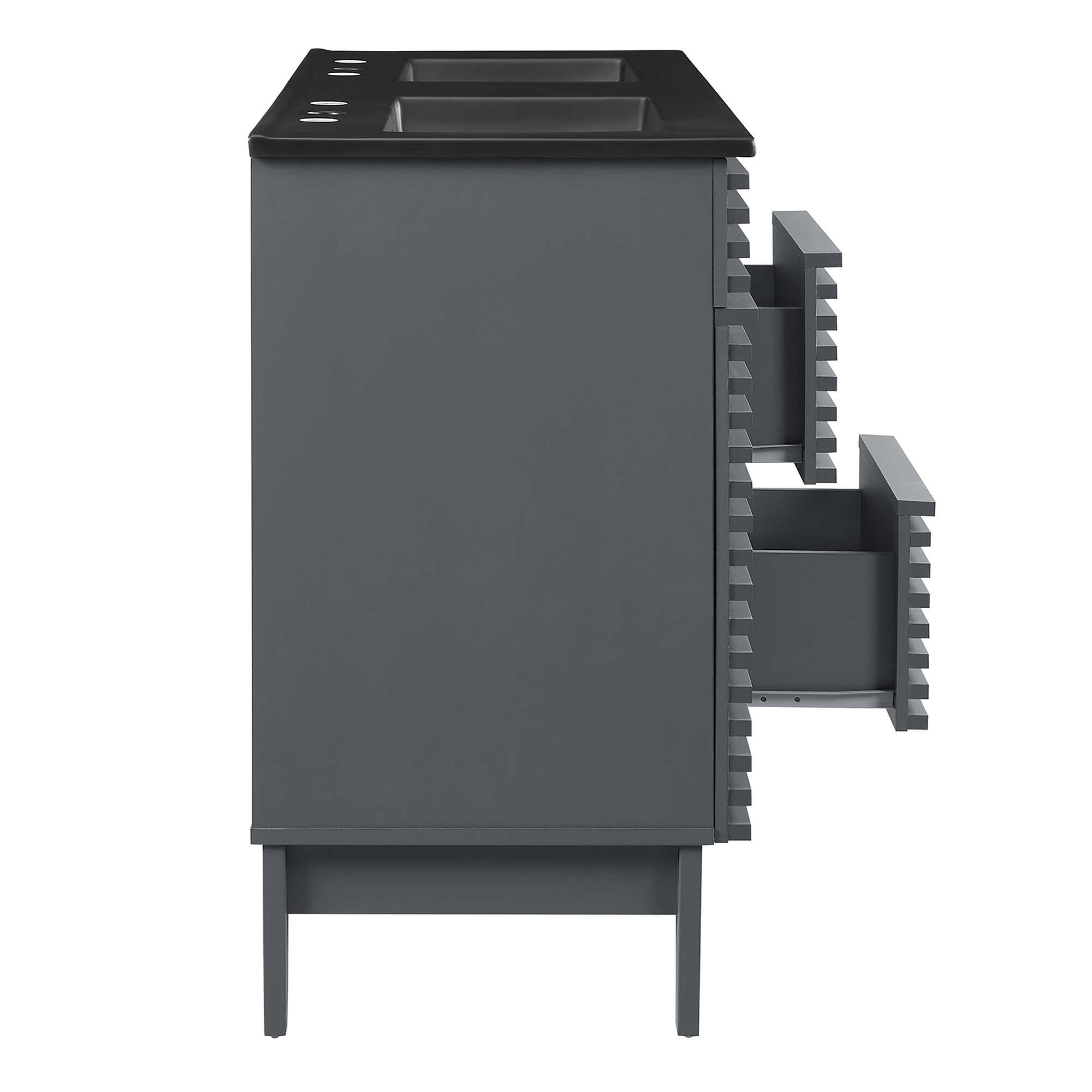 Alt View 4. Modway - Render 48" Bathroom  Vanity with Black Basin Included - Gray Black.