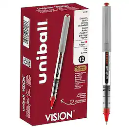 uni-ball - Vision Rollerball Pens, Fine Point, Dozen - Red Ink