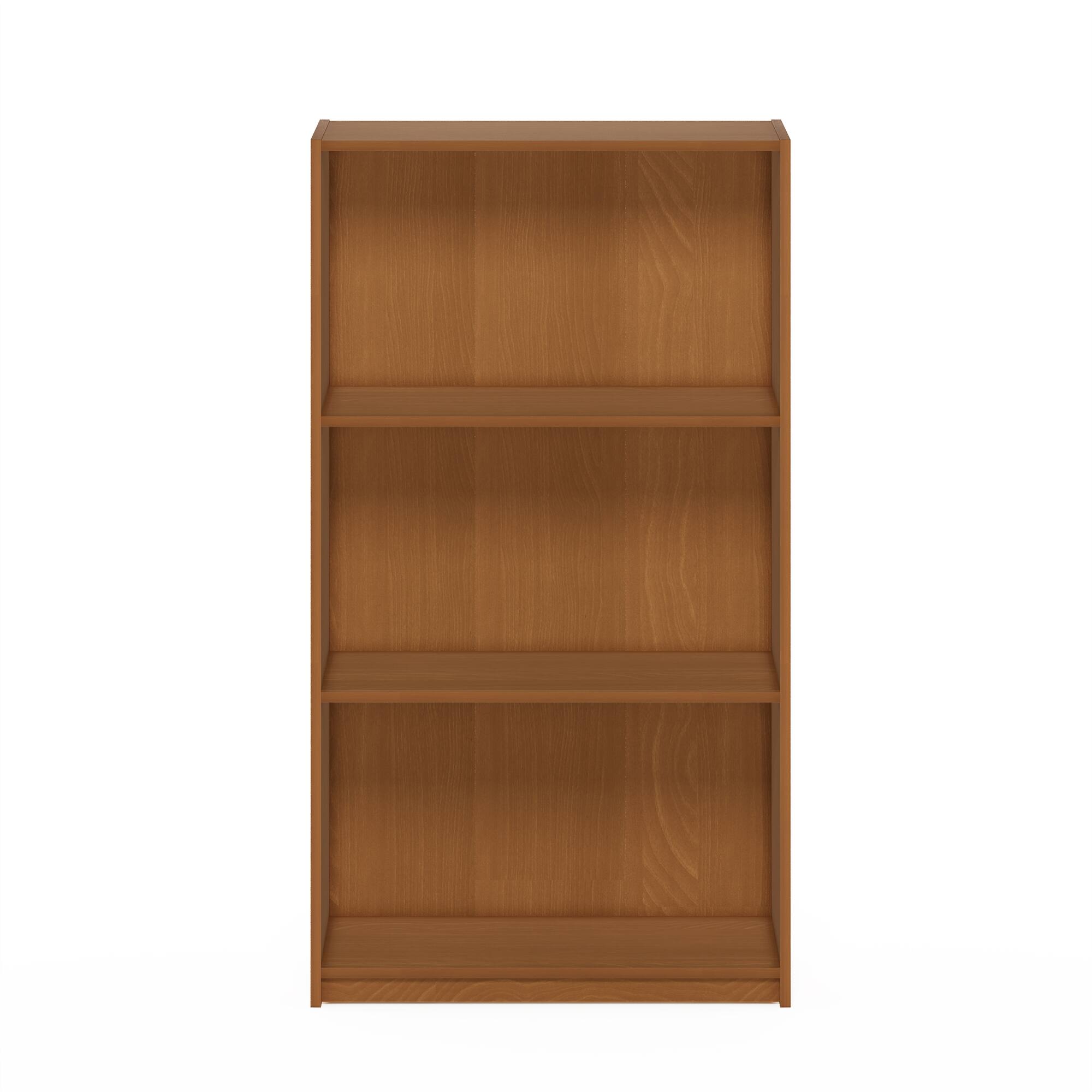 Alt View 1. Furinno - Basic 3-Tier Bookcase Storage Shelves - Light Cherry.