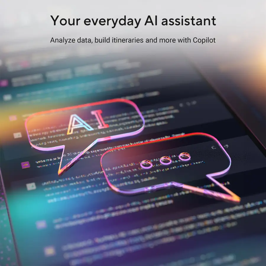 Your everyday AI assistant: Analyze data, build itineraries, and more with Copilot AI.