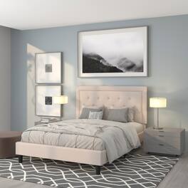 Emma + Oliver - Tufted Panel Upholstered Platform Bed - Beige