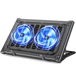 HongFei - Laptop Cooling Pad with 2 Silent Fans, 6 Adjustable Heights, Dual USB Ports for 10-15.6" Laptops - Black