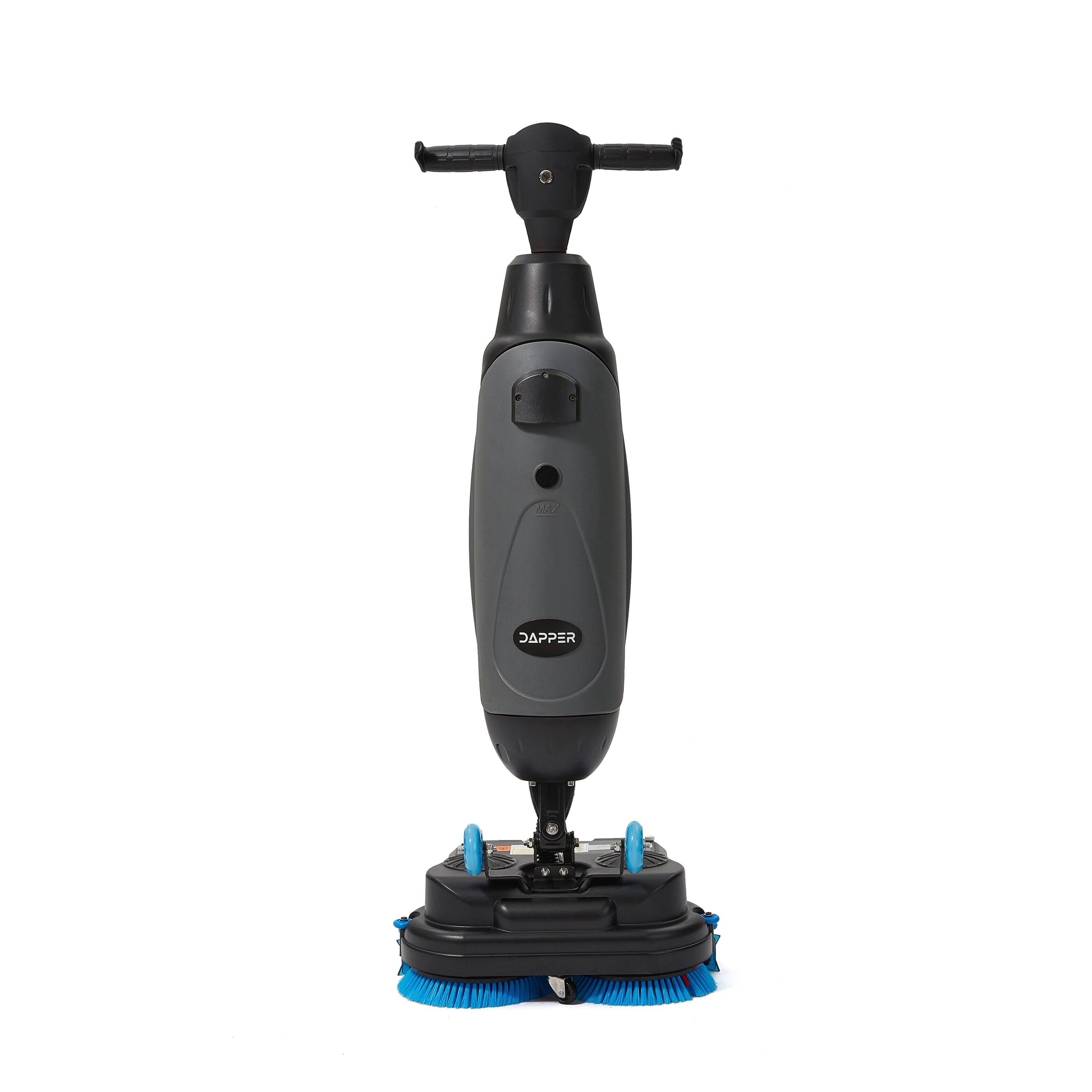 Angle. Dapper Supply - Battery Powered Walk Behind Floor Scrubber 17 Inch Cleaning Path 1.2 Gal Tank Up to 13000 Sq Ft/hr - Black.