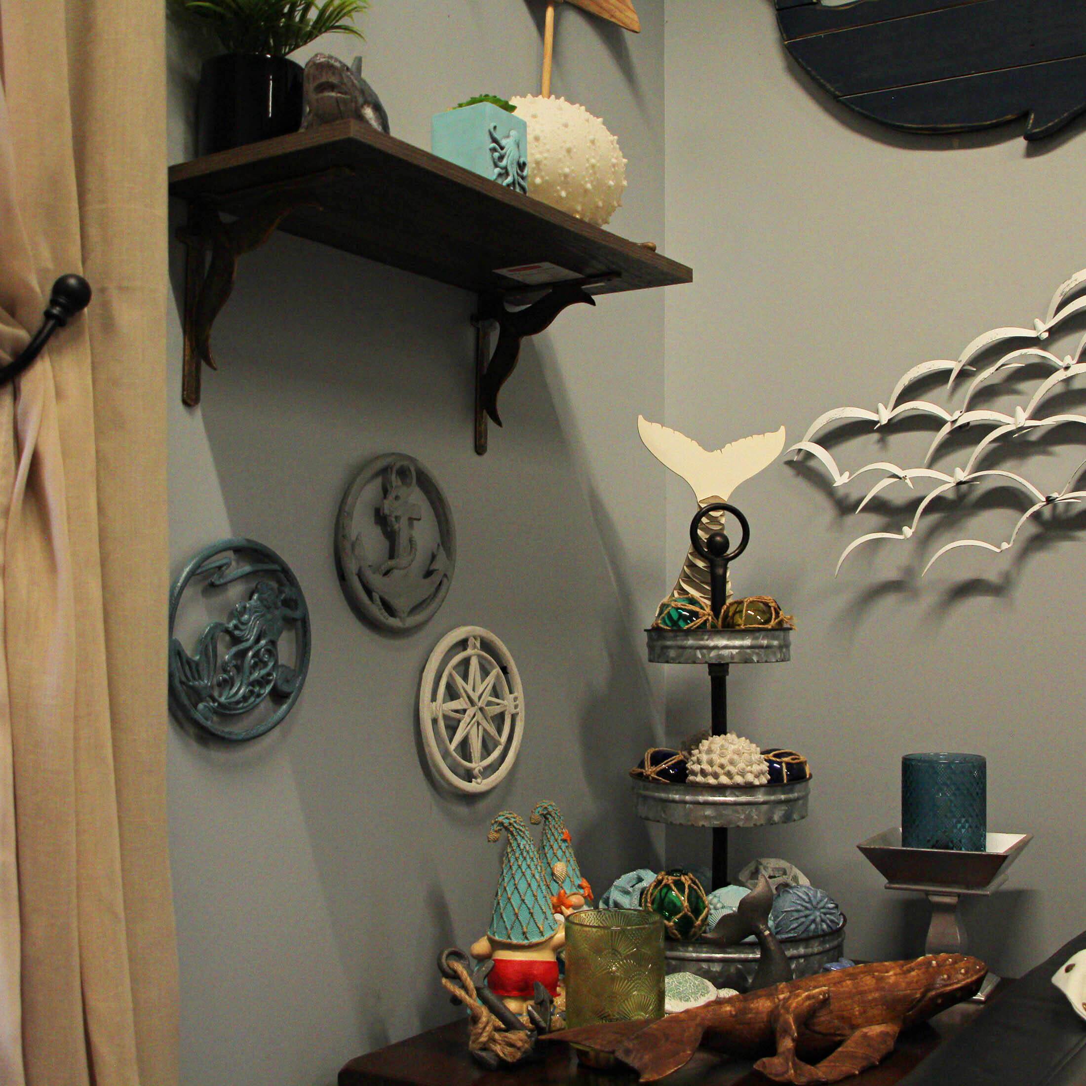 Alt View 4. Zeckos - Set of 3 Cast Iron Nautical Design Kitchen Trivets Decorative Wall Hangings - Multicolored.