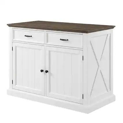 Front. Crosley Furniture - Clifton Kitchen Island W/Camille Stools - Kitchen Island & 2 Stools - Distressed White.
