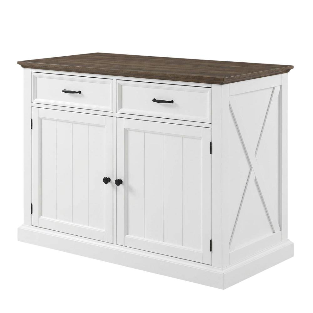 Front. Crosley Furniture - Clifton Kitchen Island W/Camille Stools - Kitchen Island & 2 Stools - Distressed White.