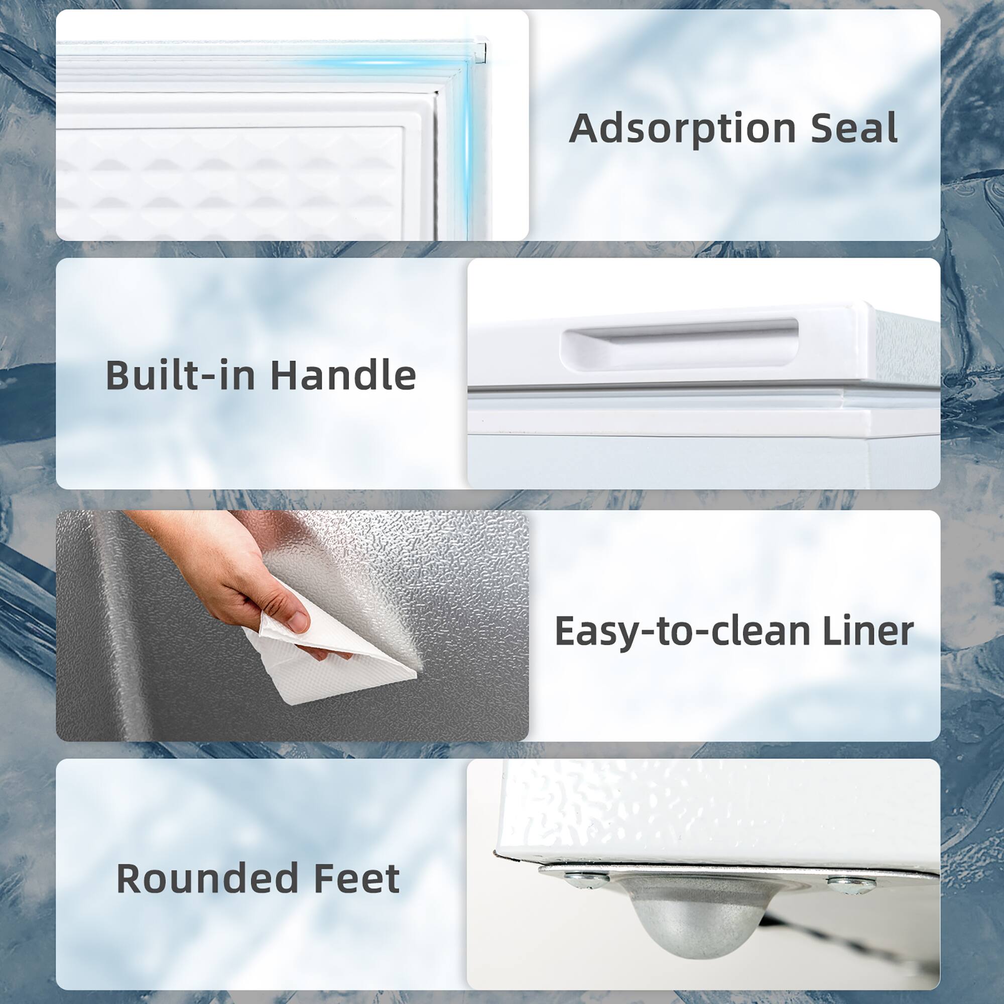 Adsorption Seal Built-in Handle Easy-to-clean Liner Rounded Feet