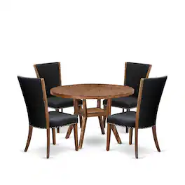 Luxe - 5 Piece Dining Table Set For 4 Contains 48" Round Table In Color - Black