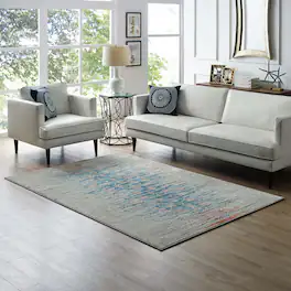 Modway - Hesper Distressed Contemporary Floral Lattice Area Rug - Teal Beige and Brown