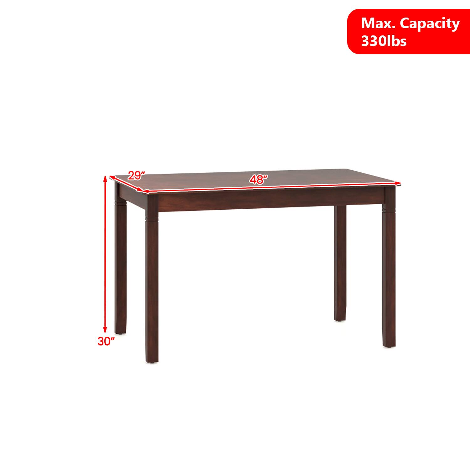 Hivvago Compact 48 Inch Rectangular Wood Table with Rubberwood Frame ...