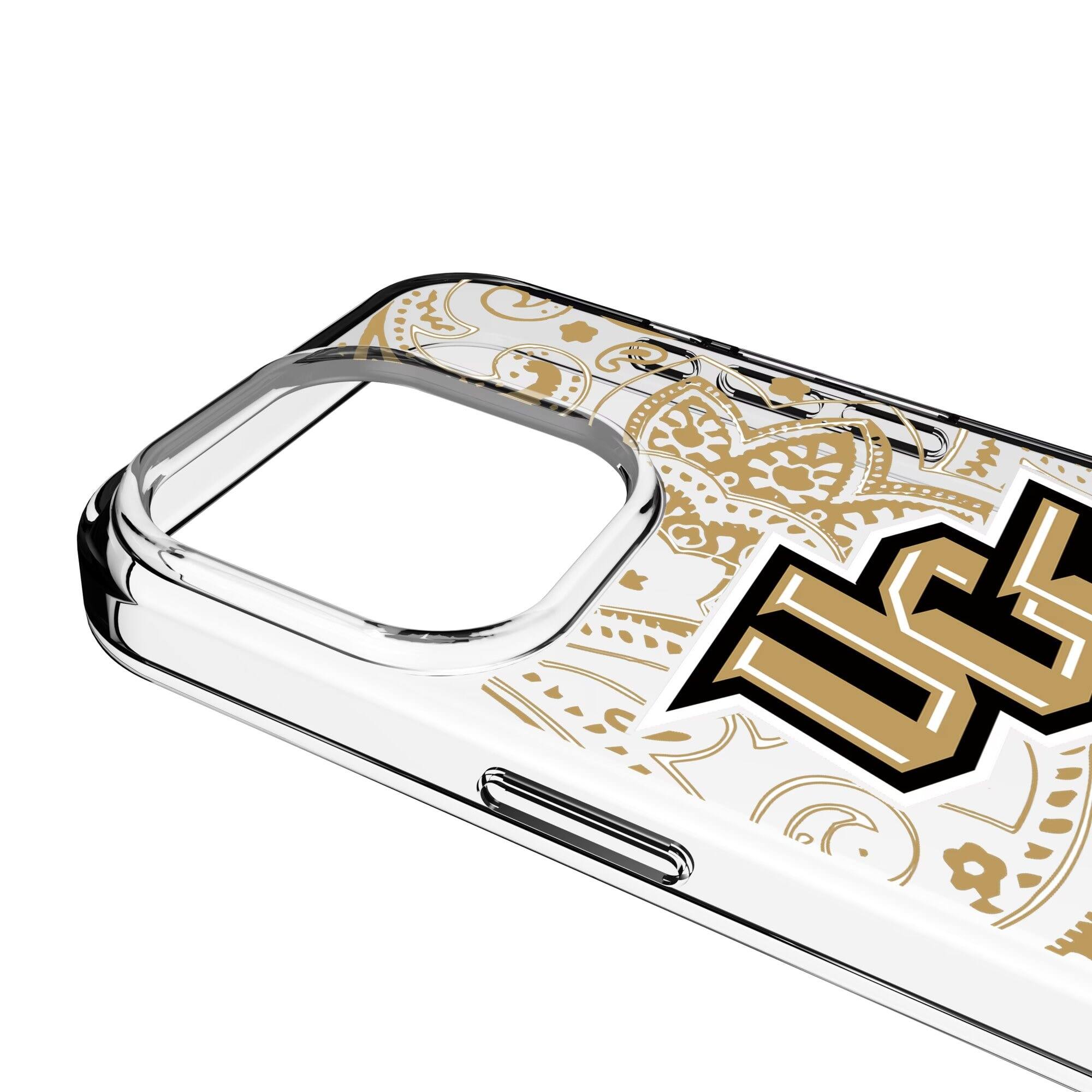 Alt View 2. Keyscaper - UCF Knights iPhone Paisley Design Clear Case - 14 Pro Max - Multicolor.