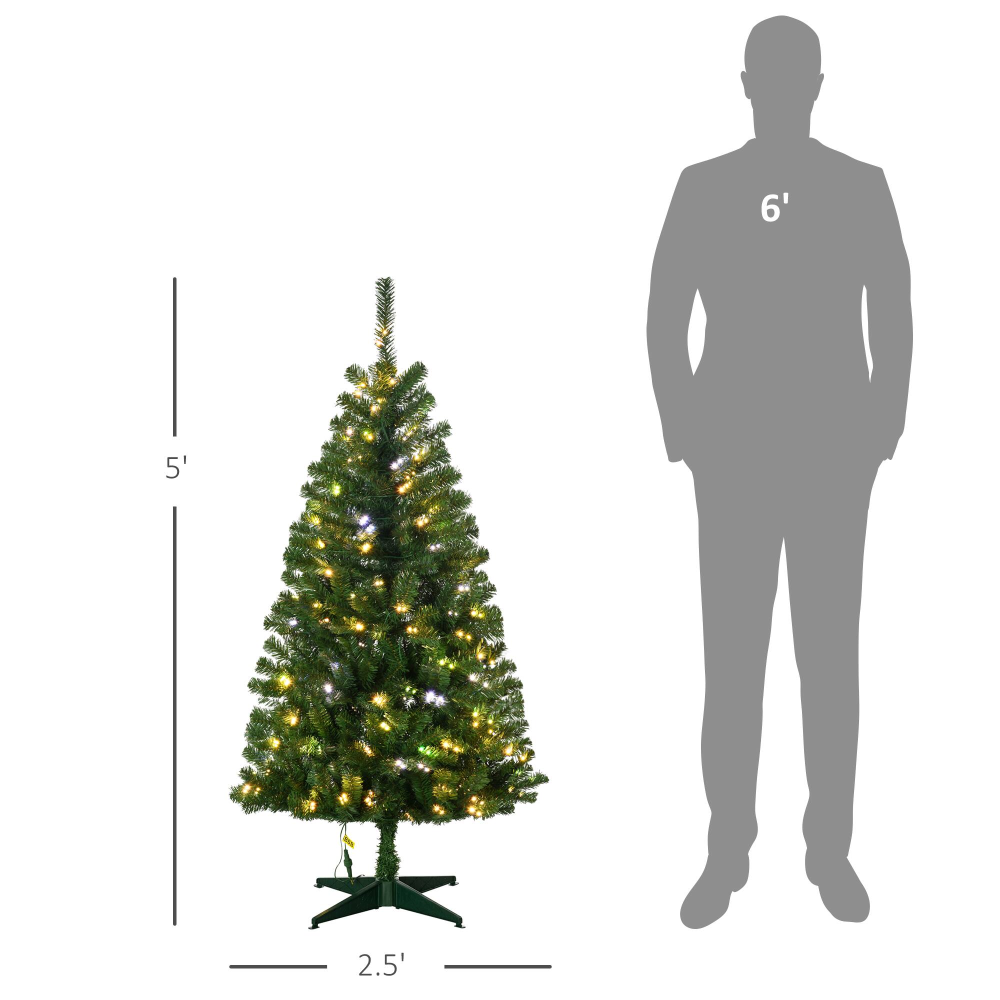 Alt View 2. Homcom - Prelit Artificial Christmas Tree, 365 Branches, 152 Warm White or Colorful LEDs, Auto Open - green.