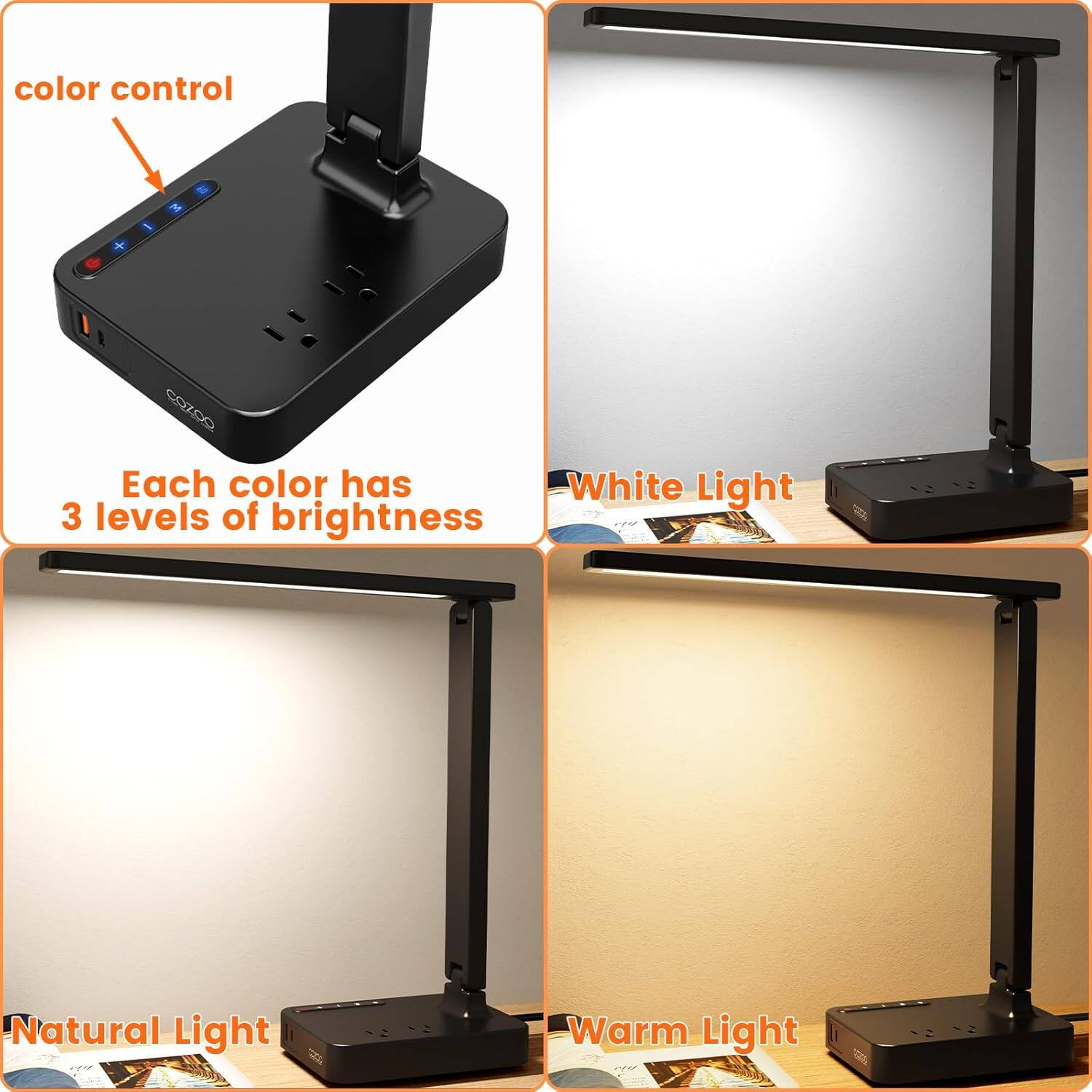 color control  
Each color has 3 levels of brightness  
White Light  
Natural Light  
Warm Light