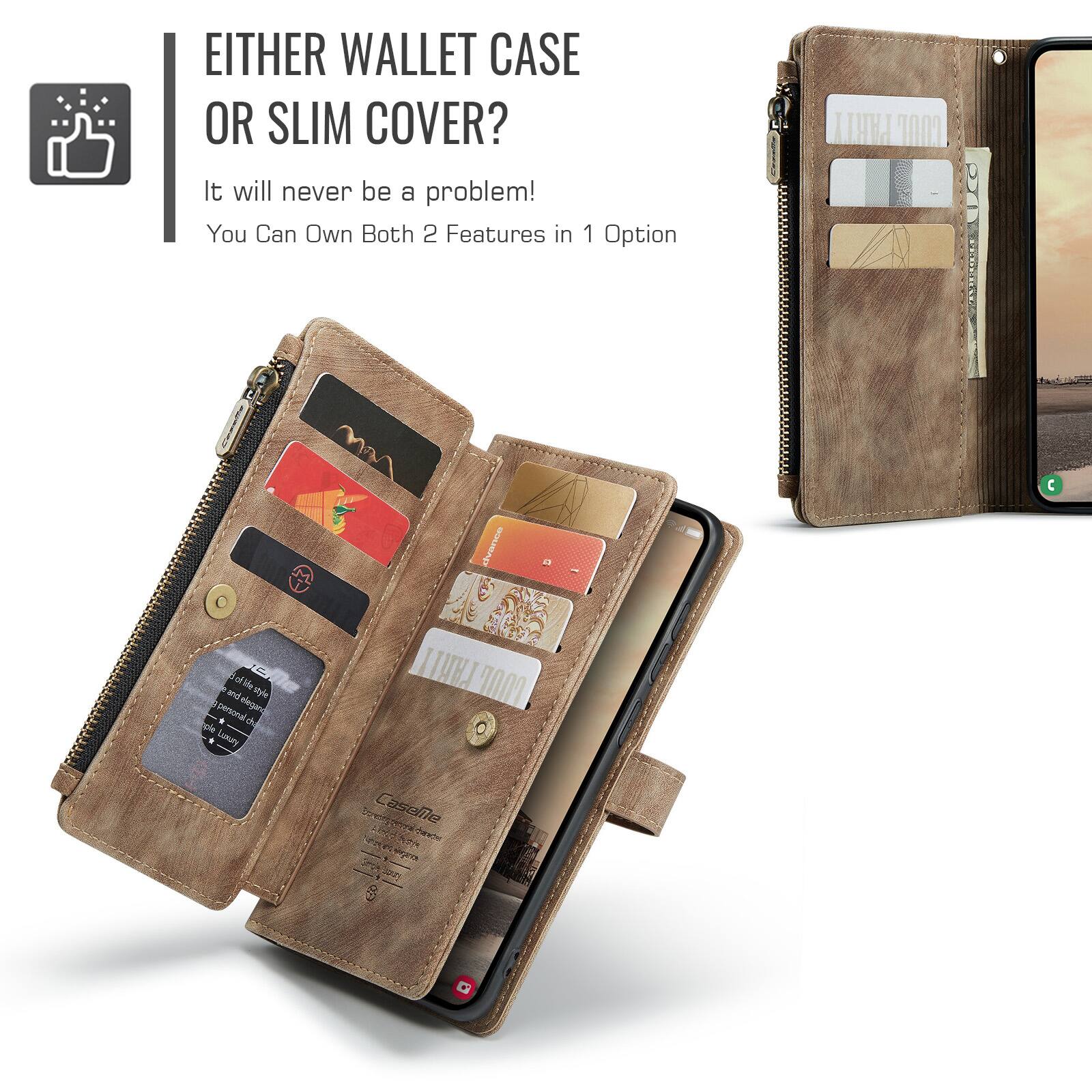 EITHER WALLET CASE OR SLIM COVER?  
It will never be a problem!  
You Can Own Both 2 Features in 1 Option