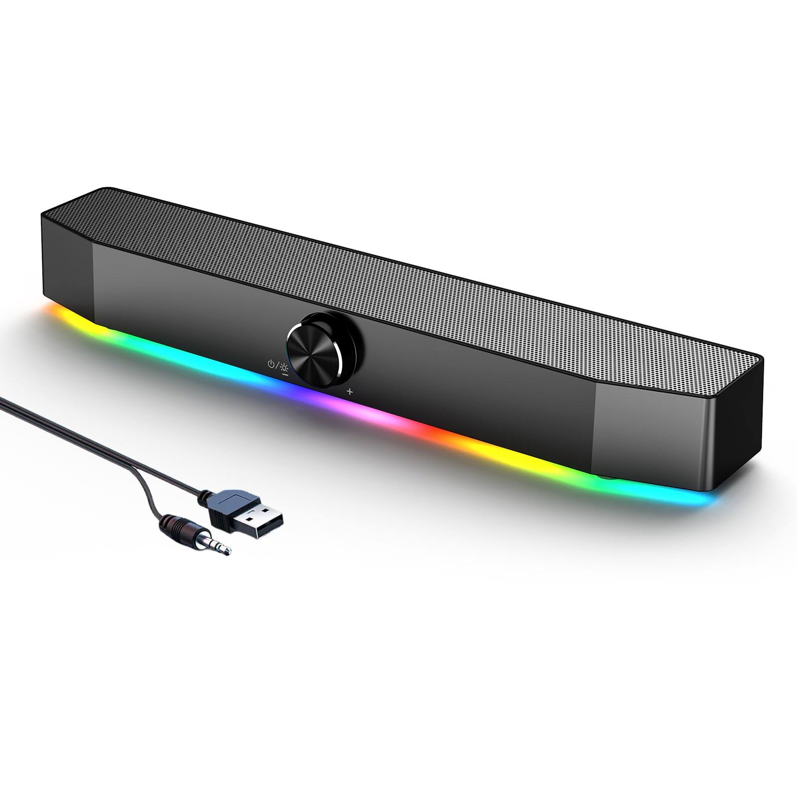 Front. Dazzed Corner - Dual Bluetooth Computer Speakers, 1.5m RGB Light Bar - Black.