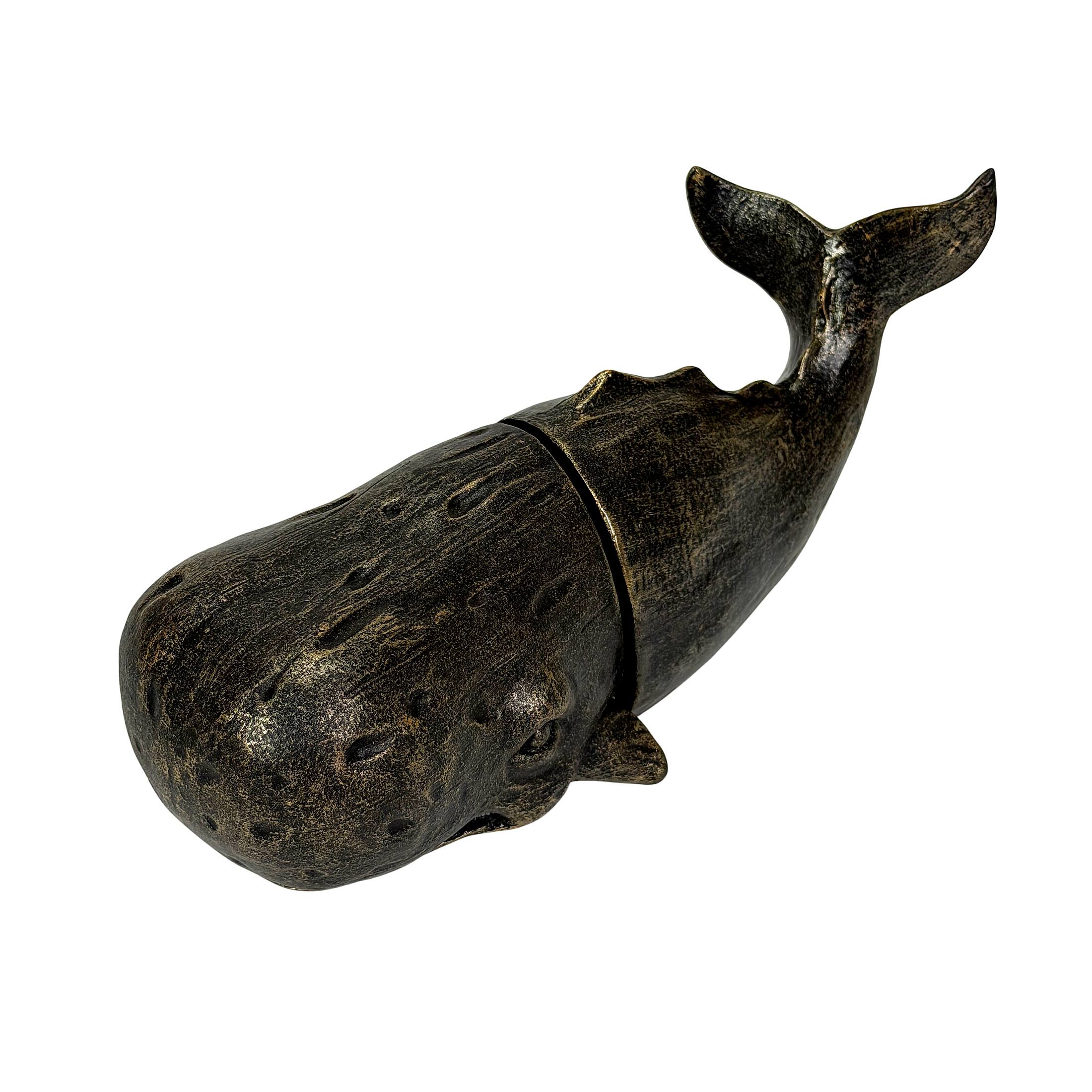 Alt View 1. Zeckos - Sperm Whale Decorative Bookend Set Weathered Bronze Resin 10 Inch Coastal Pair - Bronze.