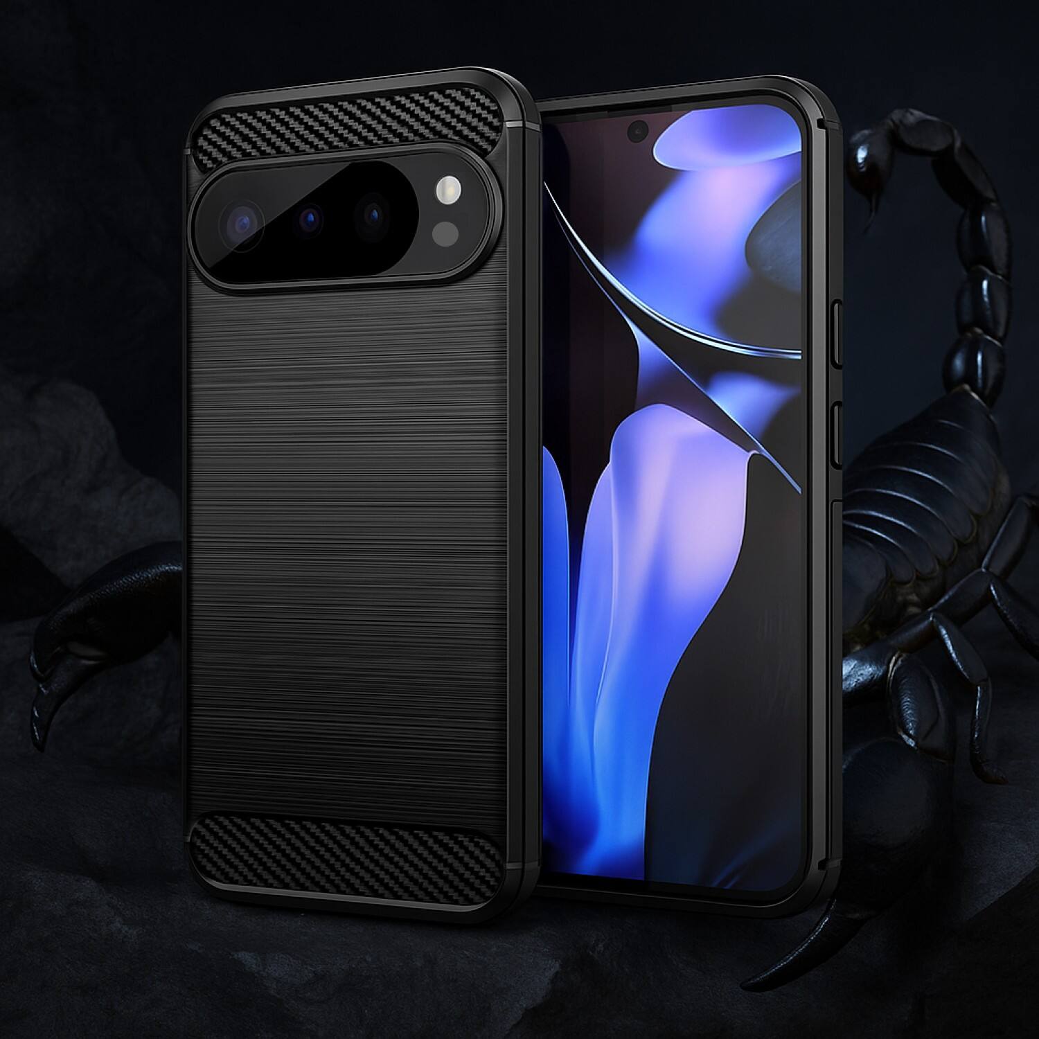 Angle. SaharaCase - Venture Series Anti-Slip Case for for Google Pixel 10 Pro XL - Scoprion Black - Black.