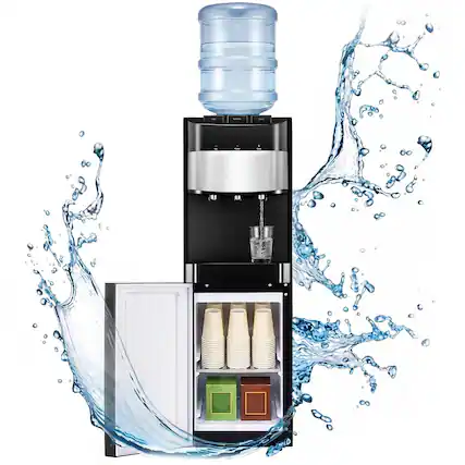 Front. Winado - Top Loading Water Cooler Dispenser for 3 or 5 Gallon Bottle with 3 Temperature Settings-Hot, Cold & Room Water Dispenser - Silver & Black.