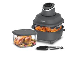 Rosewill - 4-in-1 Glass Air Fryer, 4.7QT with Lid & Tongs - Dark Gray