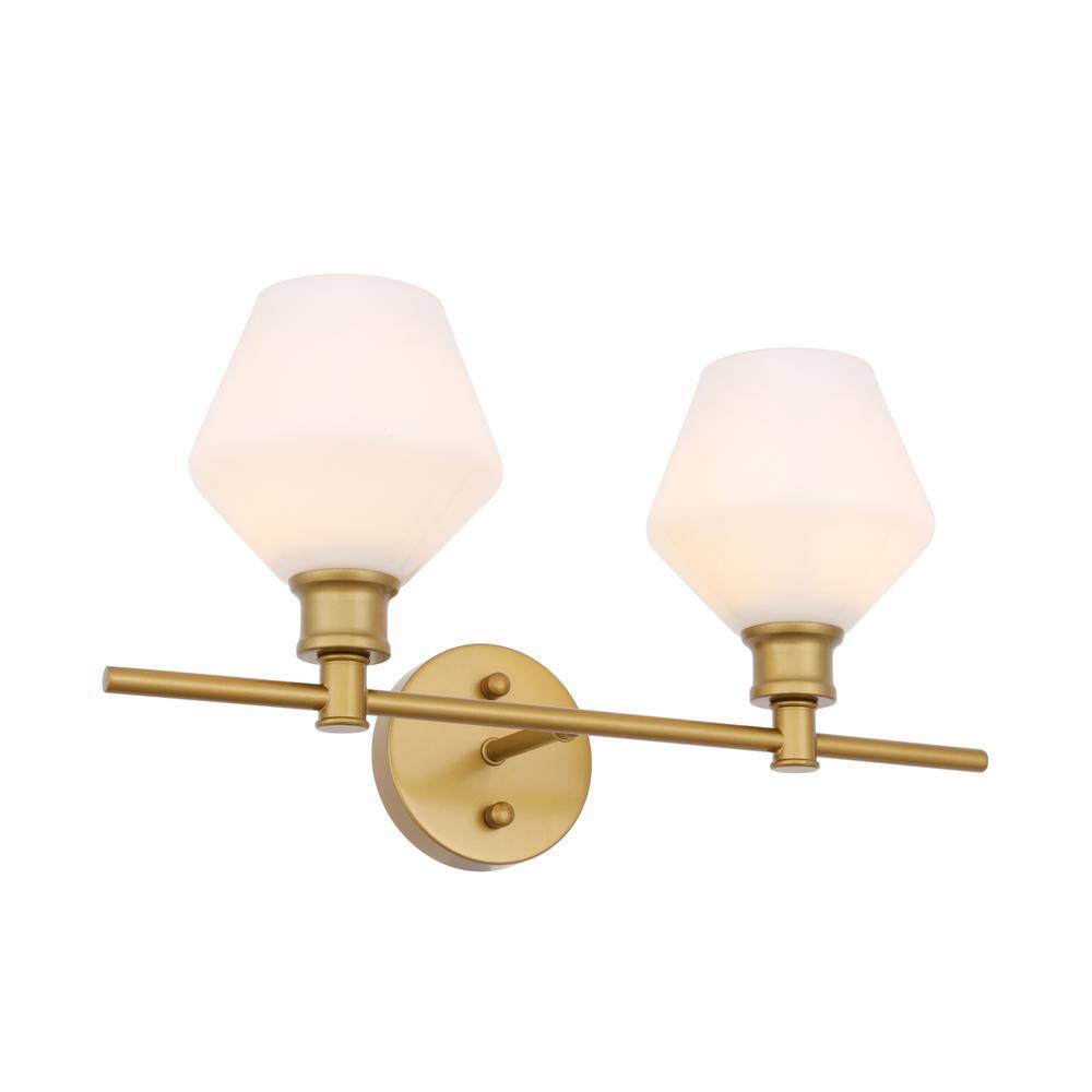 Alt View 6. Living District - Gene 2 light Brass and Frosted white glass Wall sconce - Brass And Frosted White Glass.