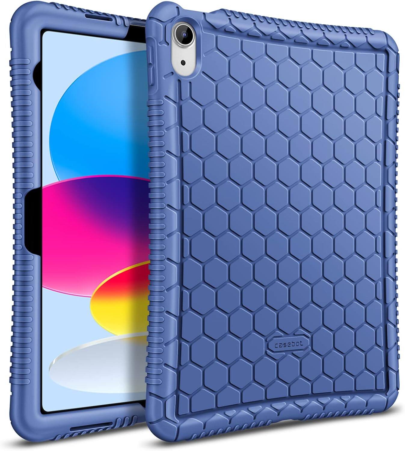 Front. Fintie - Silicone Case for iPad (A16) 11-inch 2025 and iPad 10th Gen 10.9 inch 2022, Soft Lightweight Shockproof Cover - Marine Blue.