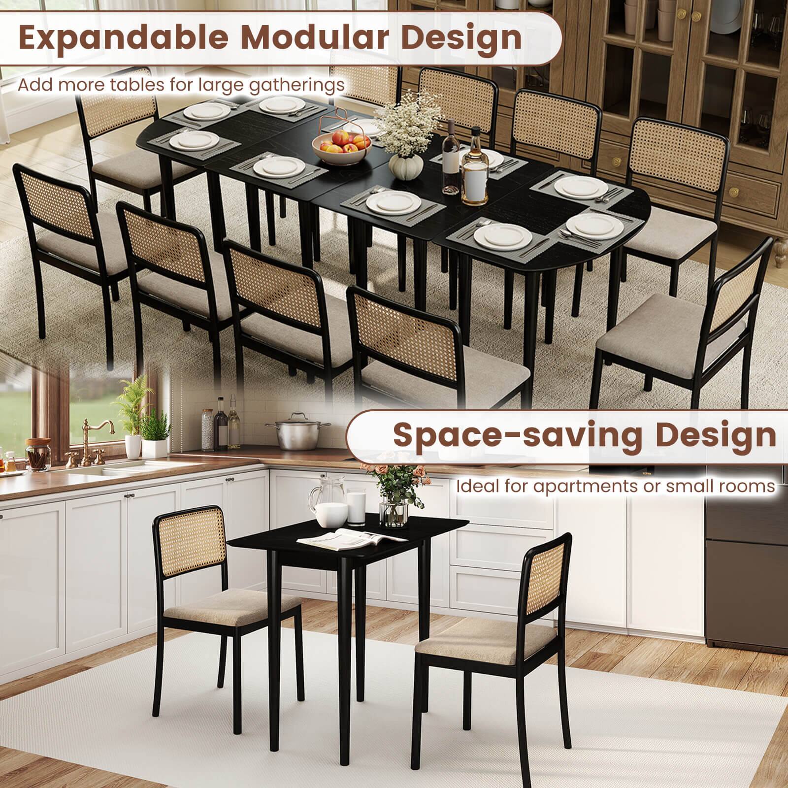 Expandable Modular Design  
Add more tables for large gatherings  

Space-saving Design  
Ideal for apartments or small rooms