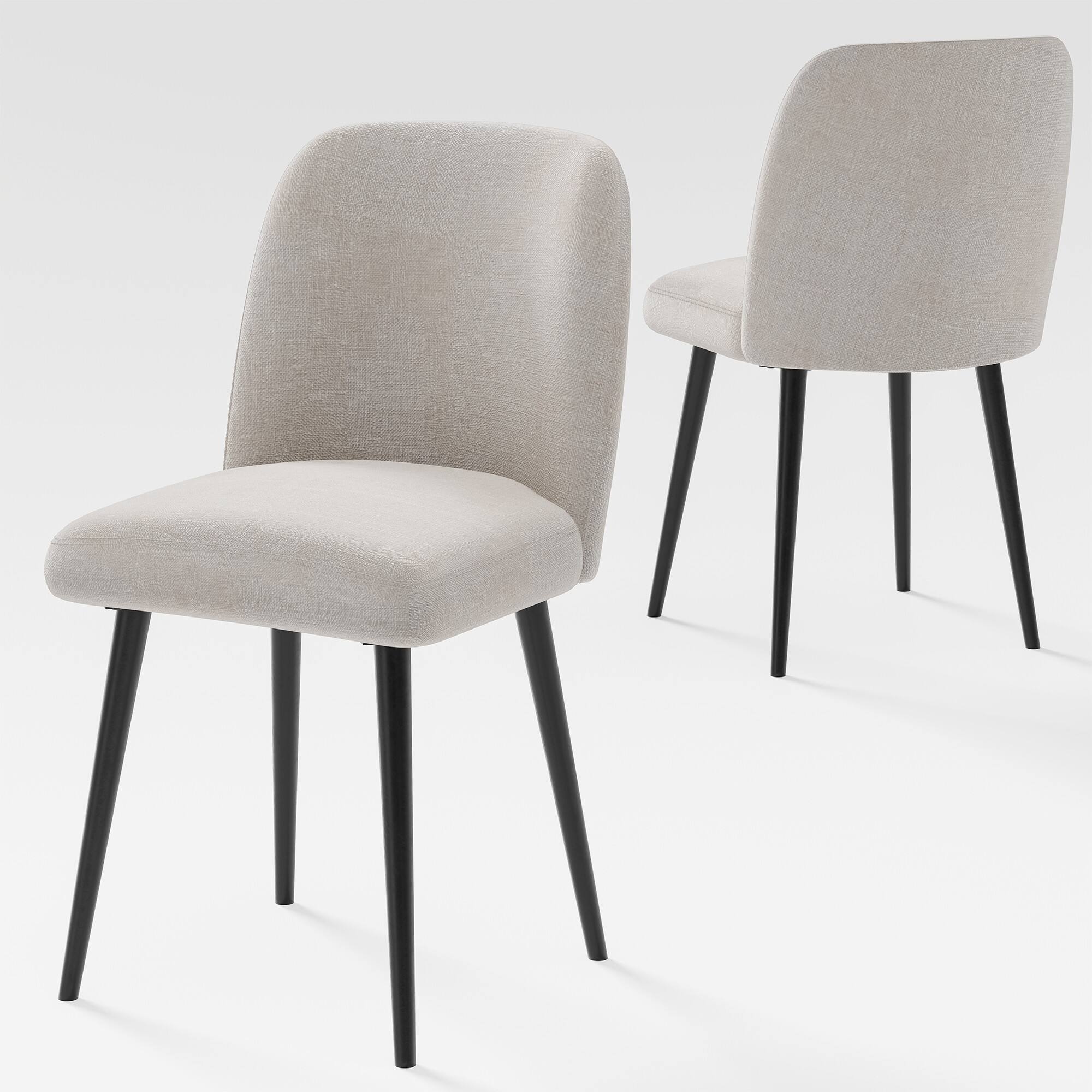 Alt View 2. Hivvago - Hivvago Set of Two Upholstered Fabric Dining Side Chairs - Beige.