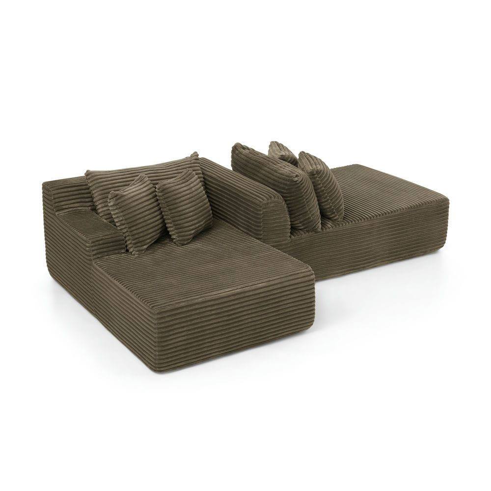 Back. Kadyn - Two-Seater Compressed Lounge Chair, Velvet Upholstery with Fluffy Cushioning, Ready to Use Design, Brown - Brown.