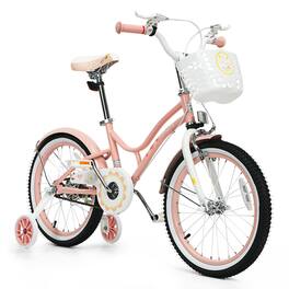 Gymax - 18'' Kids Bike Toddlers Adjustable Freestyle Bicycle w/ Training Wheels - Pink