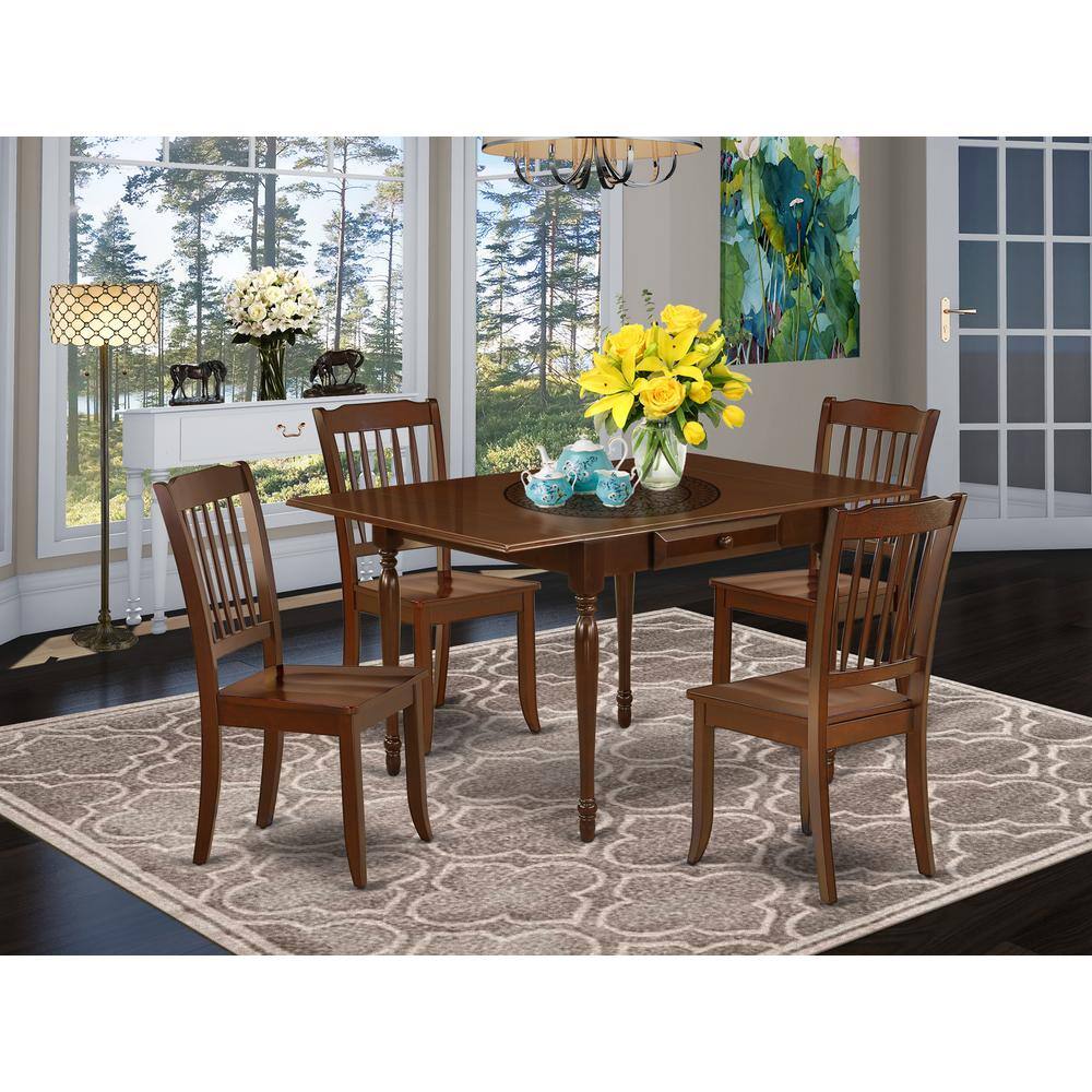 Angle. East West Furniture - Dining Room Set Mahogany - Brown.