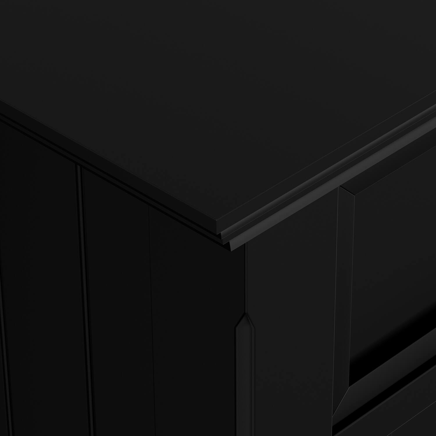 Alt View 5. Simpli Home - Acadian Solid Wood 48 inch Wide Storage Bench and 36 inch Wide Storage Cabinet in Black - Black.