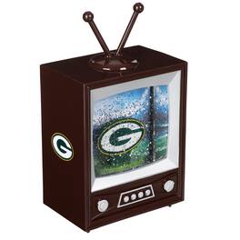 Evergreen Enterprises - Green Bay Packers 8" Vintage TV Water Globe Lantern with Mascot - Brown