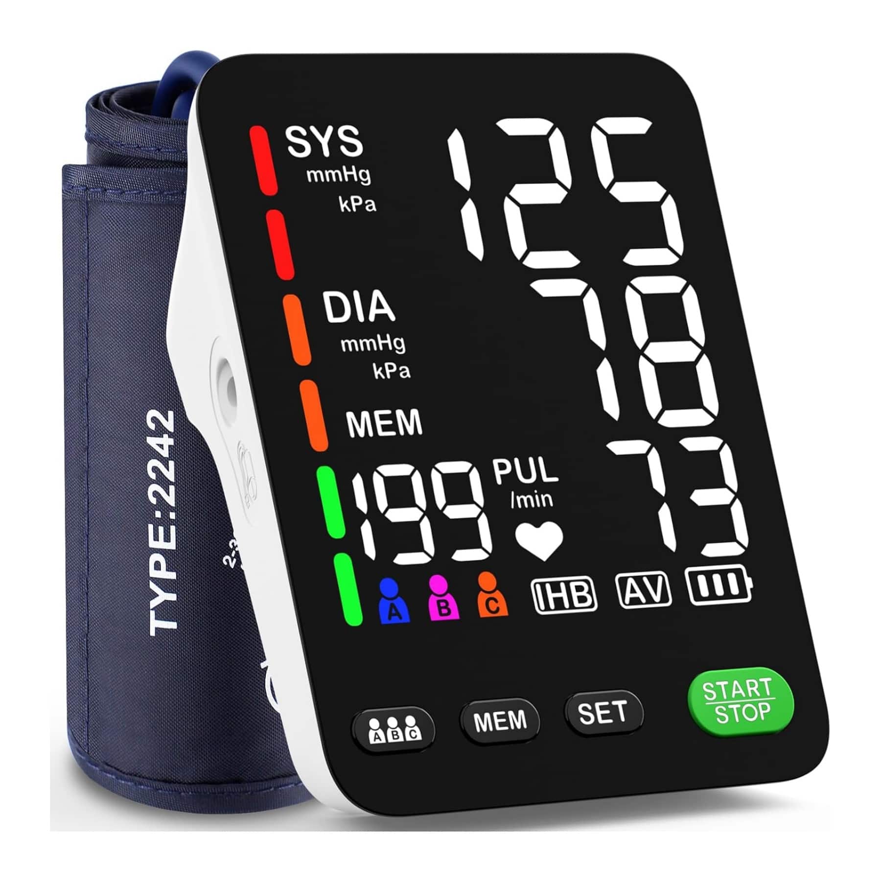 Dazzed Corner - Automatic Upper Arm Blood Pressure Monitor, 3 User Modes, 199 Memories - White