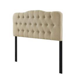 FurniFact - Upholstered Queen Fabric Headboard with Soft Padding and Durable Frame - Beige