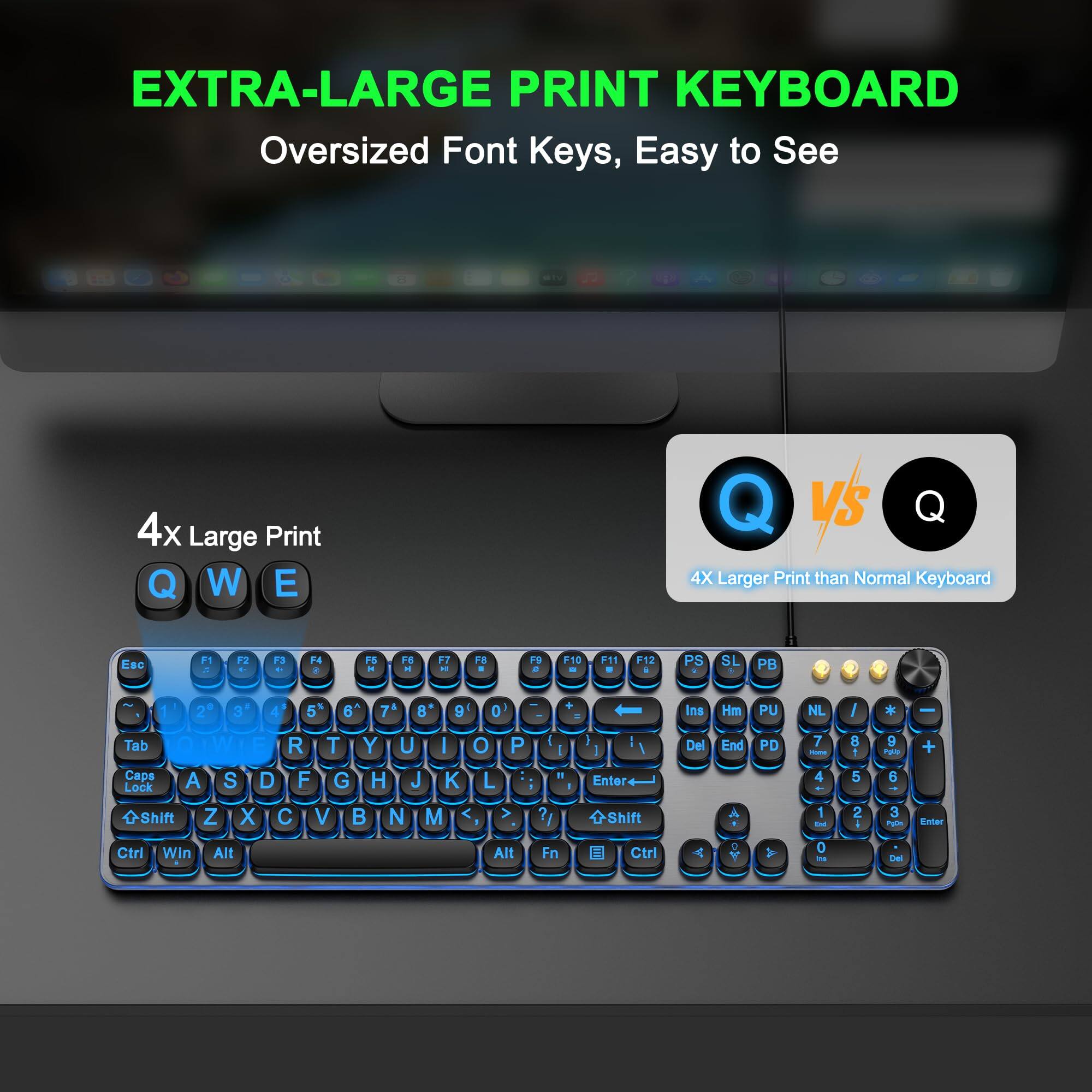 TECH SAFARI Print Backlit With 7 color Wired Usb Lighted Computer ...