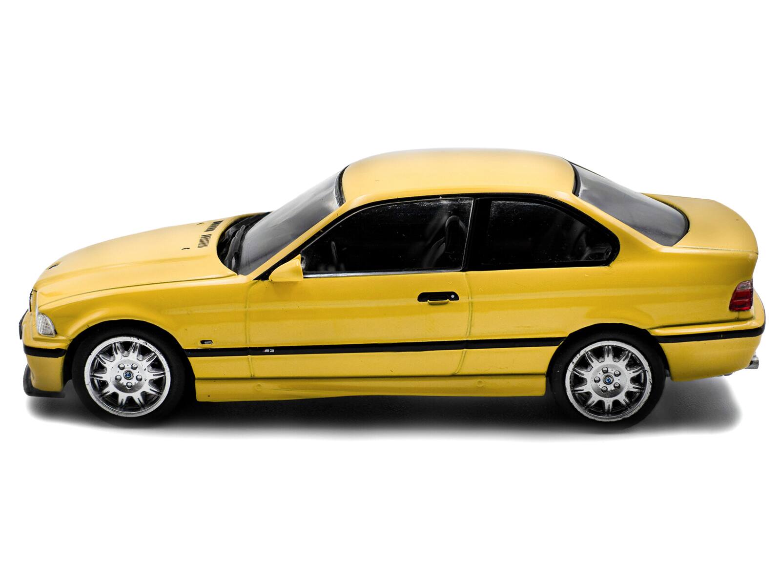 Angle. Solido - 1999 BMW E36 M3 Coupe Dakar Yellow 1/43 Diecast Model Car by Solido - Yellow.