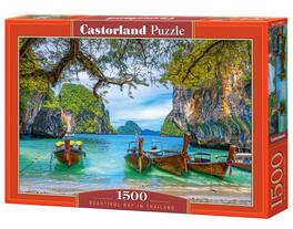 Castorland - 1500 Piece Jigsaw Puzzles, Beautiful Bay in Thailand, Asia, Island, Fishing boat, Ocean puzzle, C-151936-2 - Red