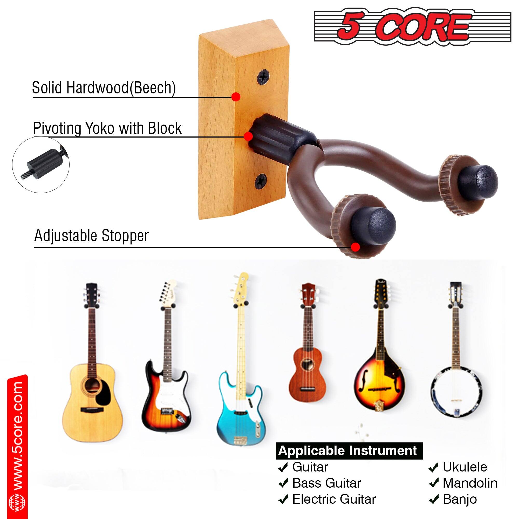 5 CORE

Solid Hardwood (Beech)

Pivoting Yoko with Block

Adjustable Stopper

Applicable Instrument
- Guitar
- Bass Guitar
- Electric Guitar
- Ukulele
- Mandolin
- Banjo

www.5core.com