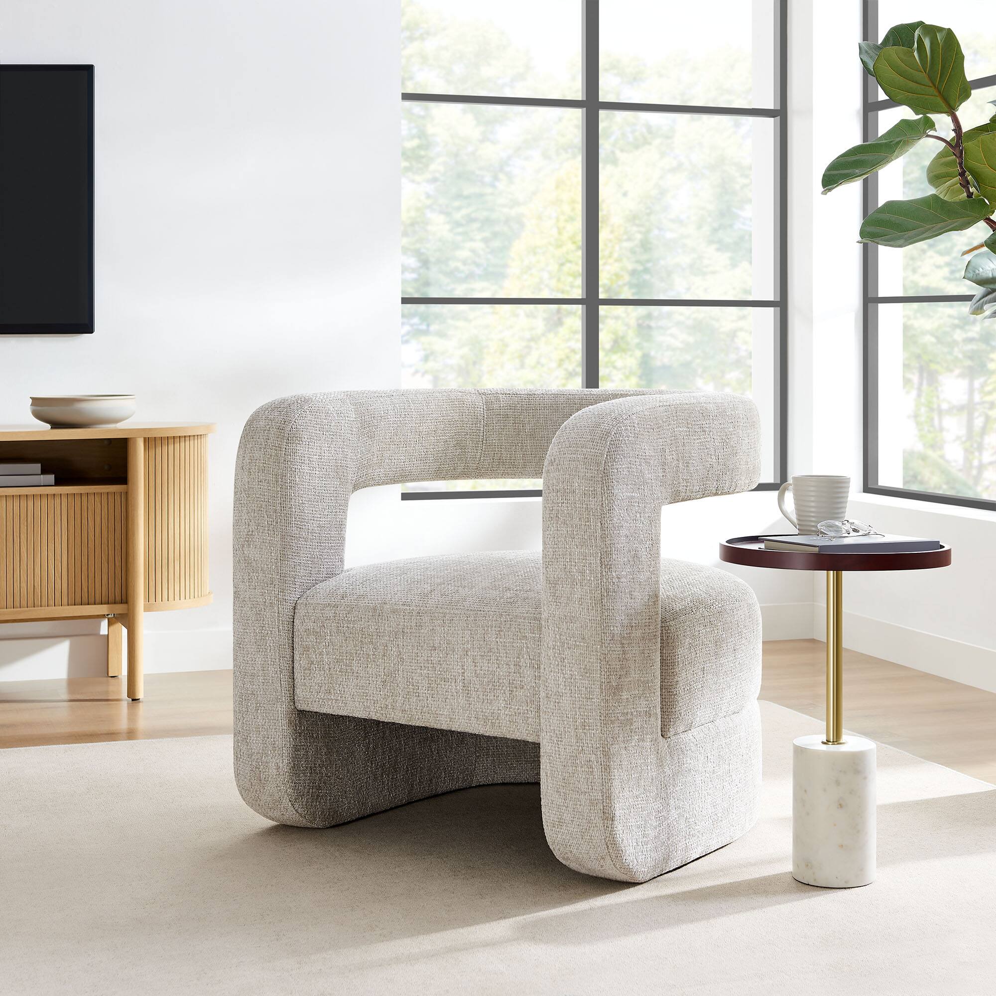 Jaylin Upholstered Chenille Accent Chair by Modway - Dove Gray