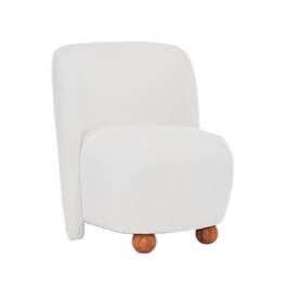 Boyel Living - Modern Low Back Upholstered Armless Living Room Chairs with Round Pine Wood Feet for Small Living Spaces - White